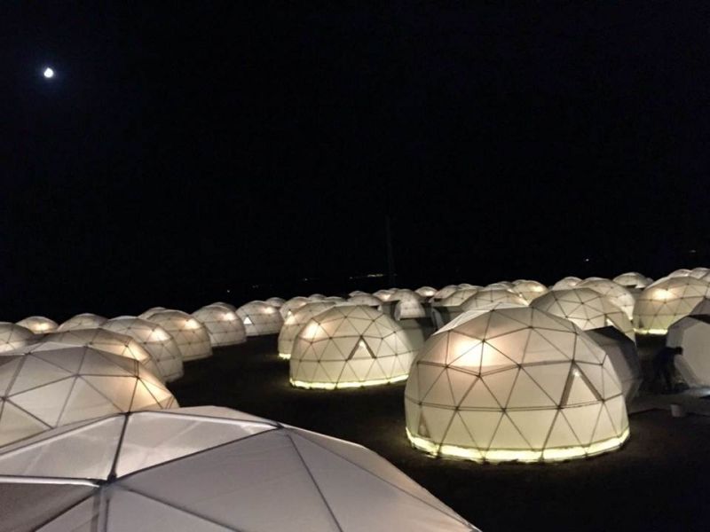 Geodesic dome at night