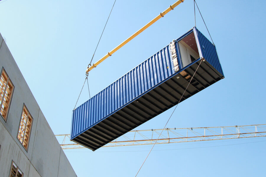 Xcube modular student container being installed in France